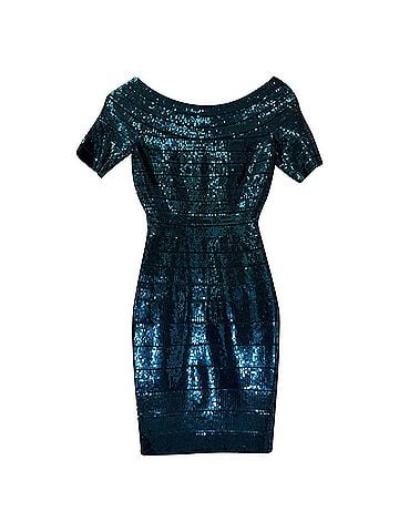 Herve Leger Herve Leger Carmen Bandage Sequin Dress in Blue Rayon (view 1)