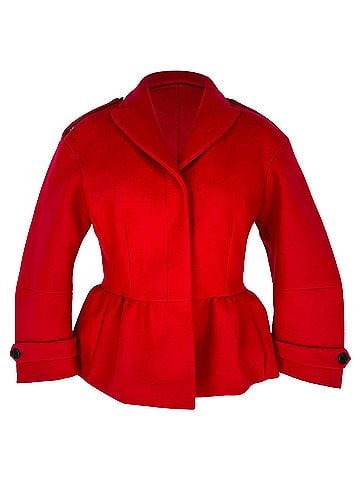 Burberry Burberry Peplum Coat in Red Virgin Wool (view 1)