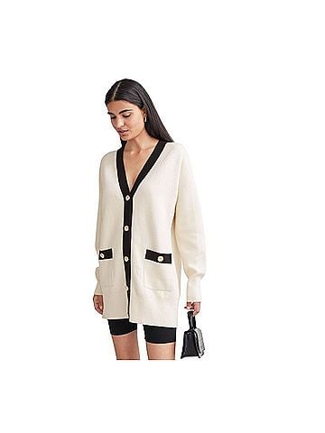 & Other Stories Oversized Gold Button Cardigan (view 2)