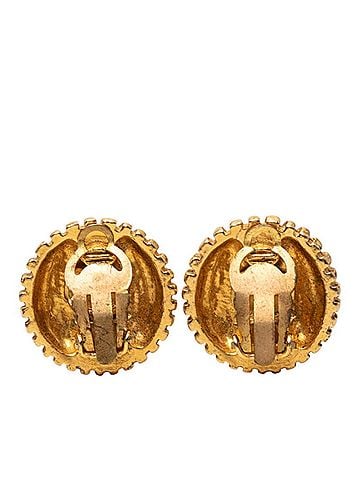 Chanel Chanel Coco Mark Round Earrings, Gold Plated (GP), Women's. (view 2)