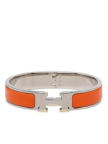 Hermès Hermes Click H PM Bracelet Bangle Silver Orange Metal Enamel Women's HERMES (view 1)