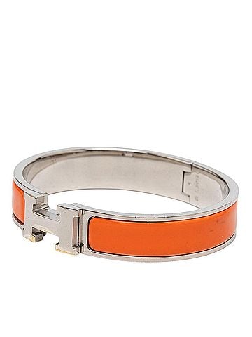 Hermès Hermes Click H PM Bracelet Bangle Silver Orange Metal Enamel Women's HERMES (view 2)