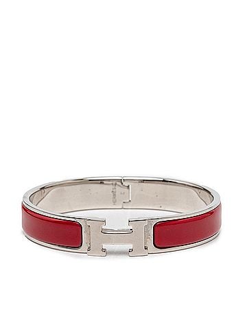 Hermès Hermes Click H GM Bracelet Bangle Silver Bordeaux Metal Enamel Women's HERMES (view 1)