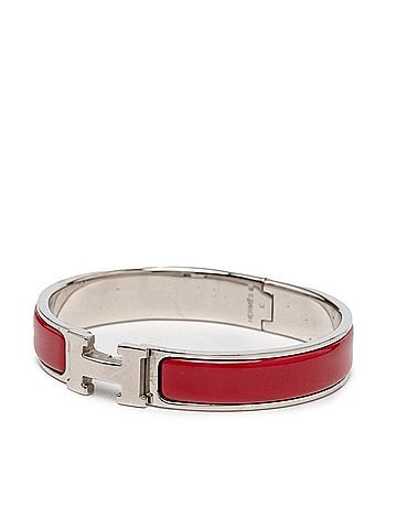 Hermès Hermes Click H GM Bracelet Bangle Silver Bordeaux Metal Enamel Women's HERMES (view 2)