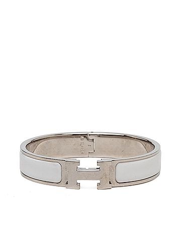 Hermès Hermes Click H PM Bracelet Bangle Silver White Metal Enamel Women's HERMES (view 1)