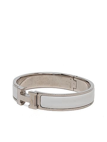 Hermès Hermes Click H PM Bracelet Bangle Silver White Metal Enamel Women's HERMES (view 2)