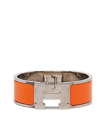 Hermès Hermes Clic Clac H PM Bracelet Bangle Silver Orange Metal Enamel Women's HERMES (view 1)