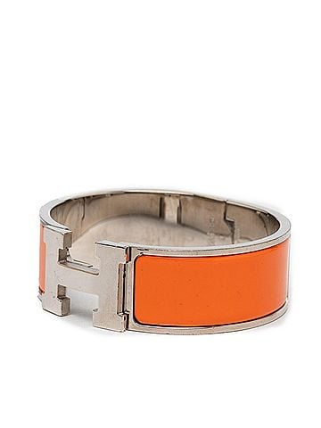 Hermès Hermes Clic Clac H PM Bracelet Bangle Silver Orange Metal Enamel Women's HERMES (view 2)
