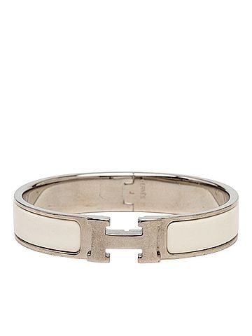 Hermès Hermes Click H PM Bracelet Bangle Silver Ivory Metal Enamel Women's HERMES (view 1)