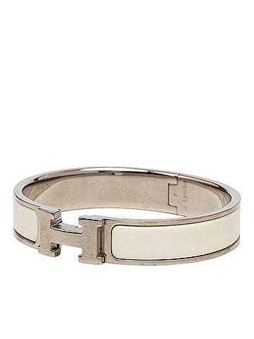 Hermès Hermes Click H PM Bracelet Bangle Silver Ivory Metal Enamel Women's HERMES (view 2)