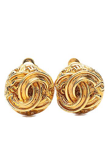Chanel Chanel Coco Mark Vintage Earrings 95A Gold Plated GP Women's CHANEL (view 1)