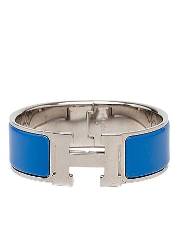 Hermès Hermes Clic Clac H PM Bracelet Bangle Silver Blue Metal Enamel Women's HERMES (view 1)