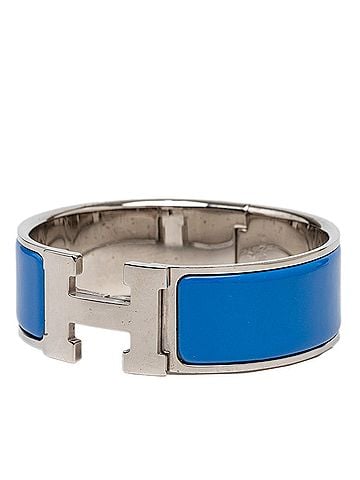 Hermès Hermes Clic Clac H PM Bracelet Bangle Silver Blue Metal Enamel Women's HERMES (view 2)
