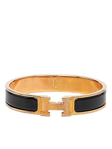 Hermès Hermes Click H GM Bracelet Bangle Pink Gold Black Metal Enamel Women's HERMES (view 1)