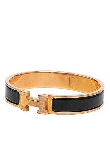Hermès Hermes Click H GM Bracelet Bangle Pink Gold Black Metal Enamel Women's HERMES (view 2)
