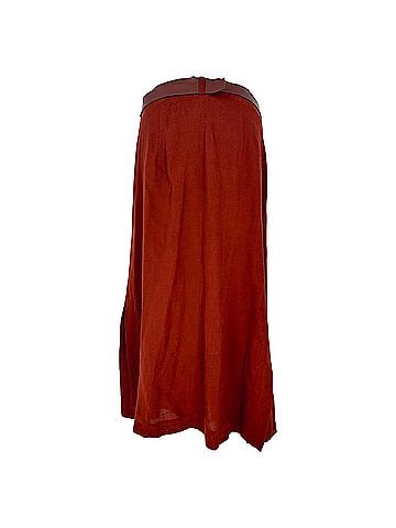 Max Mara Max Mara Belted Midi Skirt in Rust Orange Wool (view 2)