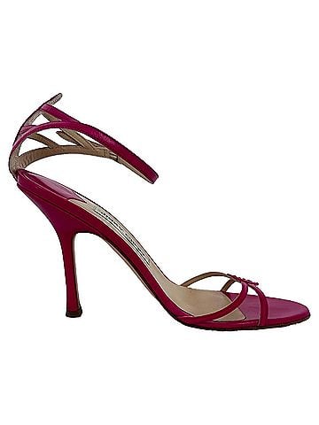Jimmy Choo Jimmy Choo Ankle Strap Sandal Heels in Pink Leather (view 1)