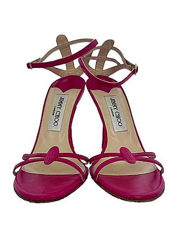 Jimmy Choo Jimmy Choo Ankle Strap Sandal Heels in Pink Leather (view 2)