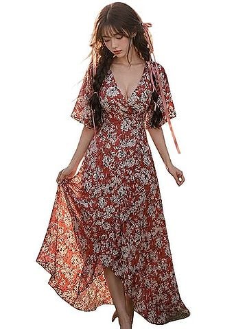 Roolee Sunset Blooms &amp; Desert Daydreams storybook romance Wrap Maxi Dress Casual Dress (view 1)