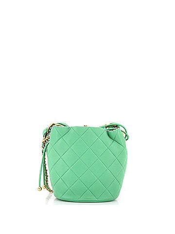 Chanel Entwined Chain Top Handle Drawstring Bucket Bag Quilted Shiny Lambskin Small (view 2)