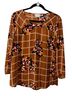Van Heusen 100% Polyester Floral Brown Multi Color Long Sleeve Blouse Size L - photo 1