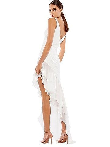 Mac Duggal Asymmetrical Ruffled V-Neck Chiffon Dress Cocktail Dress (view 2)
