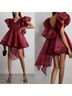 Aje. 100% Polyester 100% Cotton Solid Burgundy Cocktail Dress Size 4 - photo 11