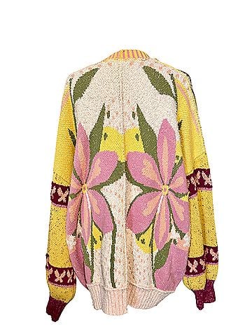 Free People Free People Oversized Bohemian Bali Tropical Garden Cardigan Sweater Size Medium Wool Cardigan (view 2)