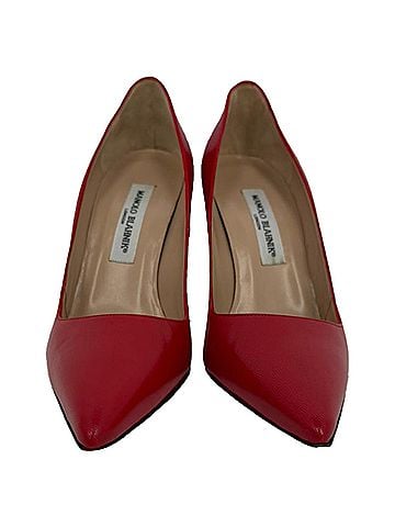 Manolo Blahnik Manolo Blahnik BB 105 Heeled Pumps in Red Leather (view 1)