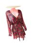 Free People 100% Polyester Floral Red Blue Casual Dress Size XS - photo 2