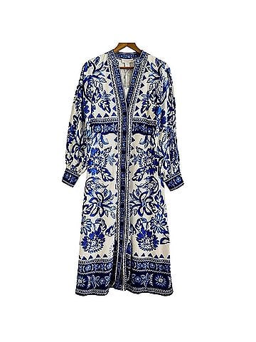 Caroline Constas blue and white Euro Summer maxi Cocktail Dress (view 2)