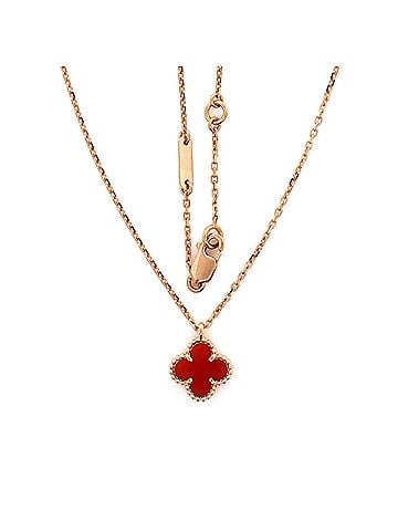 Van Cleef & Arpels Sweet Alhambra Pendant Necklace 18K Rose Gold and Carnelian (view 2)