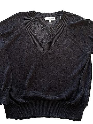 White + Warren Black Linen V-Neck Sweater Pullover Sweater (view 1)