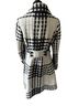 Express Plaid Black White Trenchcoat Size M - photo 2