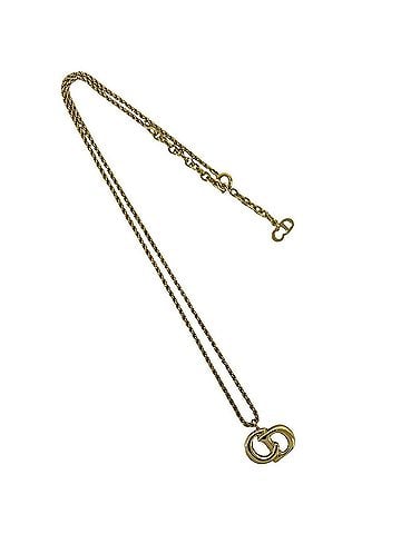Christian Dior Christian Dior Vintage CD Logo Necklace GP Gold Accessory 562-7 (view 1)