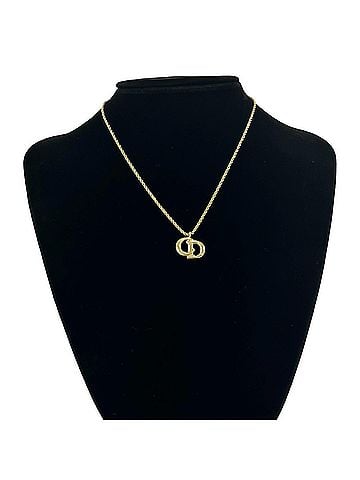 Christian Dior Christian Dior Vintage CD Logo Necklace GP Gold Accessory 562-7 (view 2)