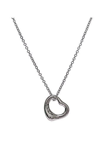 Tiffany & Co. Tiffany &amp; Co. Pt950 0.01ct 3P Diamond Open Heart Women's Necklace 68148707 Platinum (view 1)