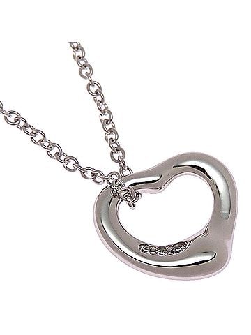Tiffany & Co. Tiffany &amp; Co. Pt950 0.01ct 3P Diamond Open Heart Women's Necklace 68148707 Platinum (view 2)