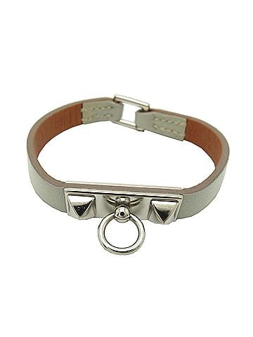 Hermès Hermes Micro Rivale RoQ stamp, 2013 production, women's leather bracelet, gray. (view 1)