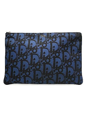 Christian Dior Christian Dior Dior Oblique Clutch, Women's &amp; Men's Second Bag, Nylon, Blue Black (view 1)