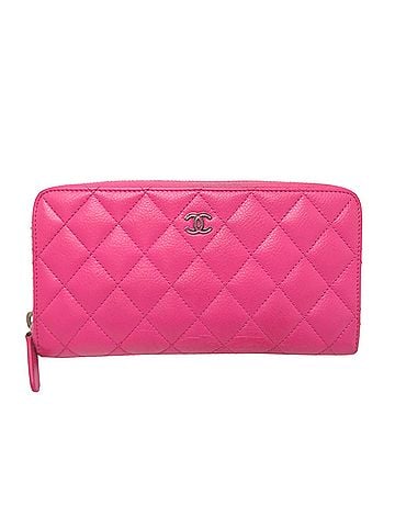 Chanel Chanel Matelassé Round Zipper Women's Long Wallet A50097 Caviar Leather Pink (view 1)