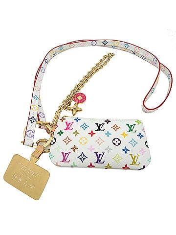 Louis Vuitton Louis Vuitton x Takashi Murakami Collaboration Phone Holder Women's Pouch M14099 Monogram Multicolor White (view 1)