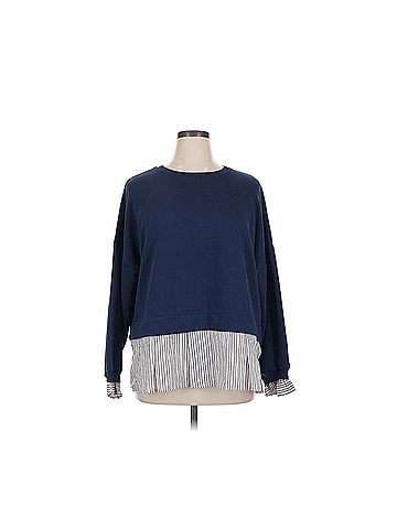 Maeve Striped Trim Twofer Long Sleeve Top (view 1)
