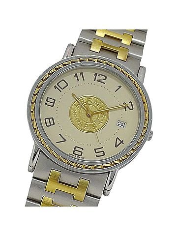 Hermès Hermes HERMES Men's Watch Brand Sellier Date Quartz QZ Stainless Steel SS GP SE3.720 Round (view 1)
