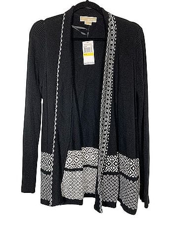 Michael Kors Open Front Ribbed Border Cardigan Cardigan (view 1)