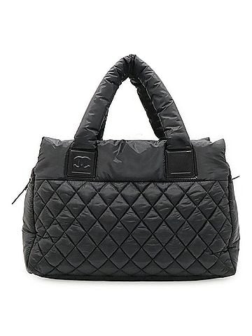 Chanel CHANEL Coco Cocoon Tote Bag Handbag, Quilted Nylon Leather, Black, A48620 (view 2)