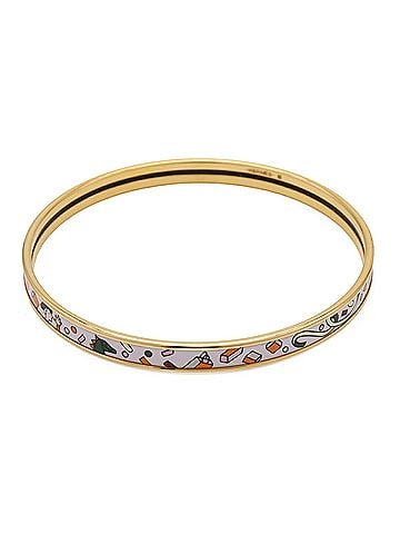 Hermès HERMES Extra Fun Bangle Bracelet GP White Orange Gold (view 2)