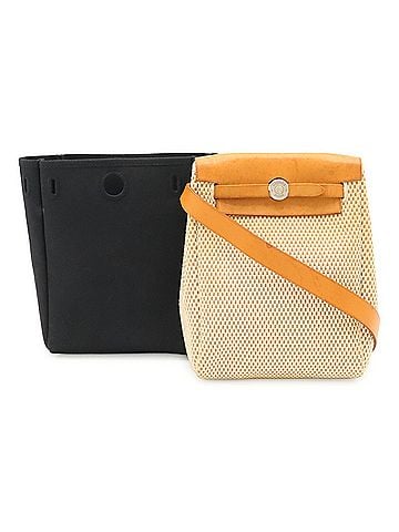 Hermès HERMES Hermès Herbag TPM Shoulder Bag Pochette Toile Officier Leather Black Natural (view 1)