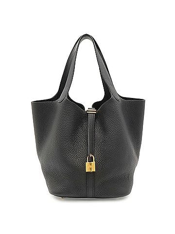 Hermès HERMES Picotin Lock MM Handbag Tote Bag, Taurillon Clemence Leather, Black, D Stamp (view 1)