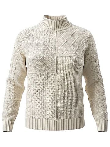 American Eagle Outfitters Patchwork Cable Turtleneck Sweater Casual Sweaters (view 1)